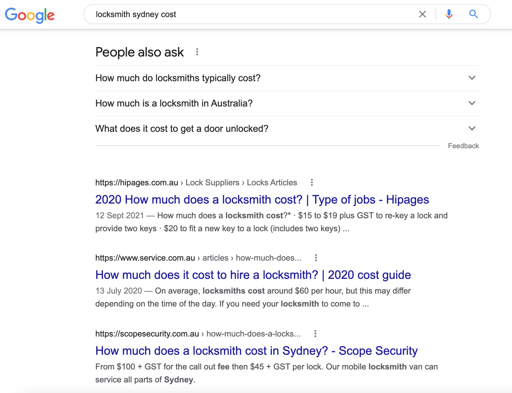 Case Study: Scope Security locksmith digital marketing photo Locksmith getting first page google search in Sydney photo