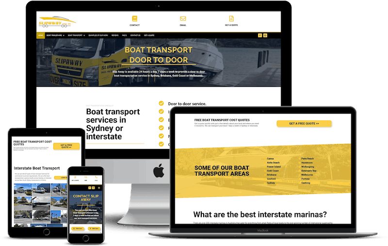 Case Study: Slip Away boat transport digital marketing photo Small business marketing and website design for Slip Away Boat Transportation company photo