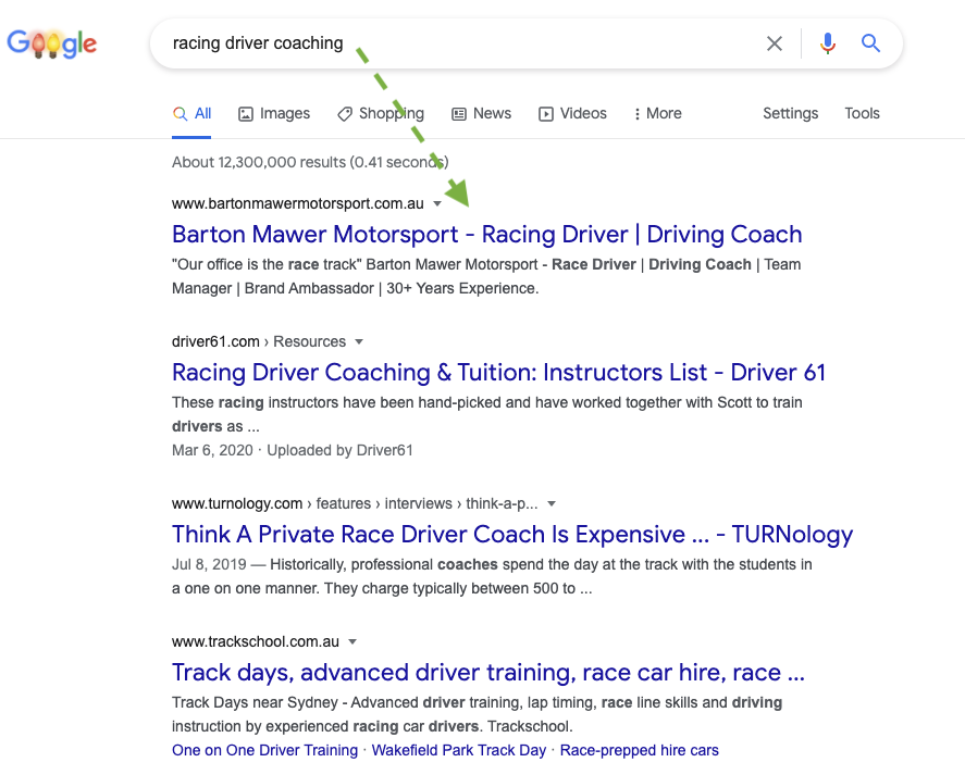 Case Study: Barton Mawer Motorsport Joomla to WordPress photo Barton Mawer Google Search Results Page