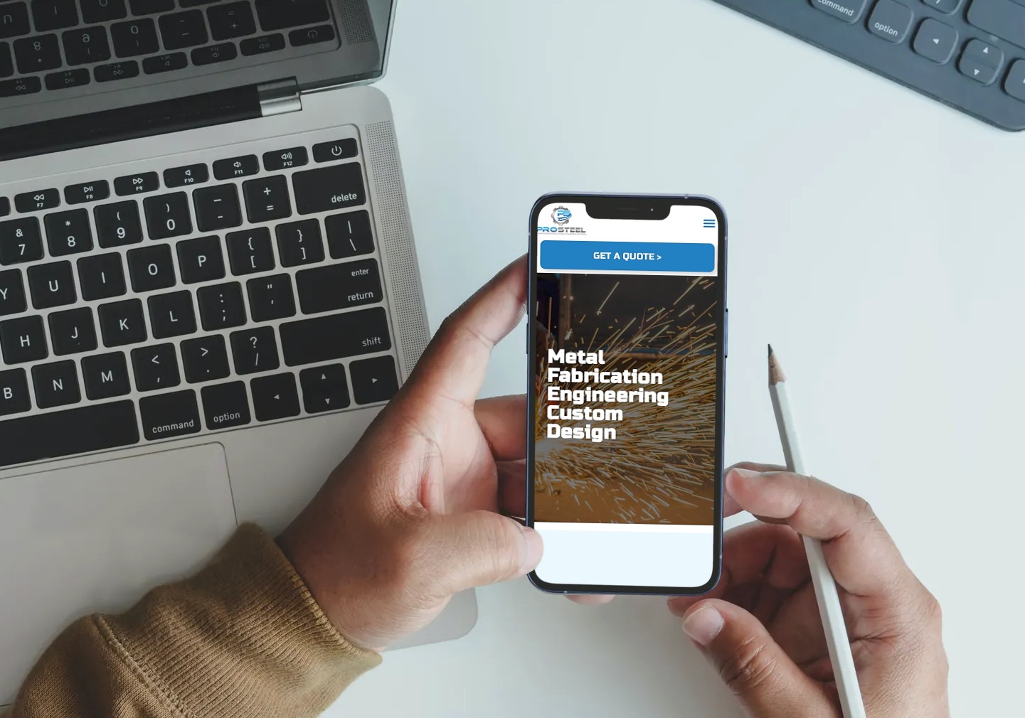 Case Study: Pro Steel Engineering their first website & SEO photo Website Mobile Phone Page Design For metal fabrication company by Paul D'Ambra Marketing Consultant
