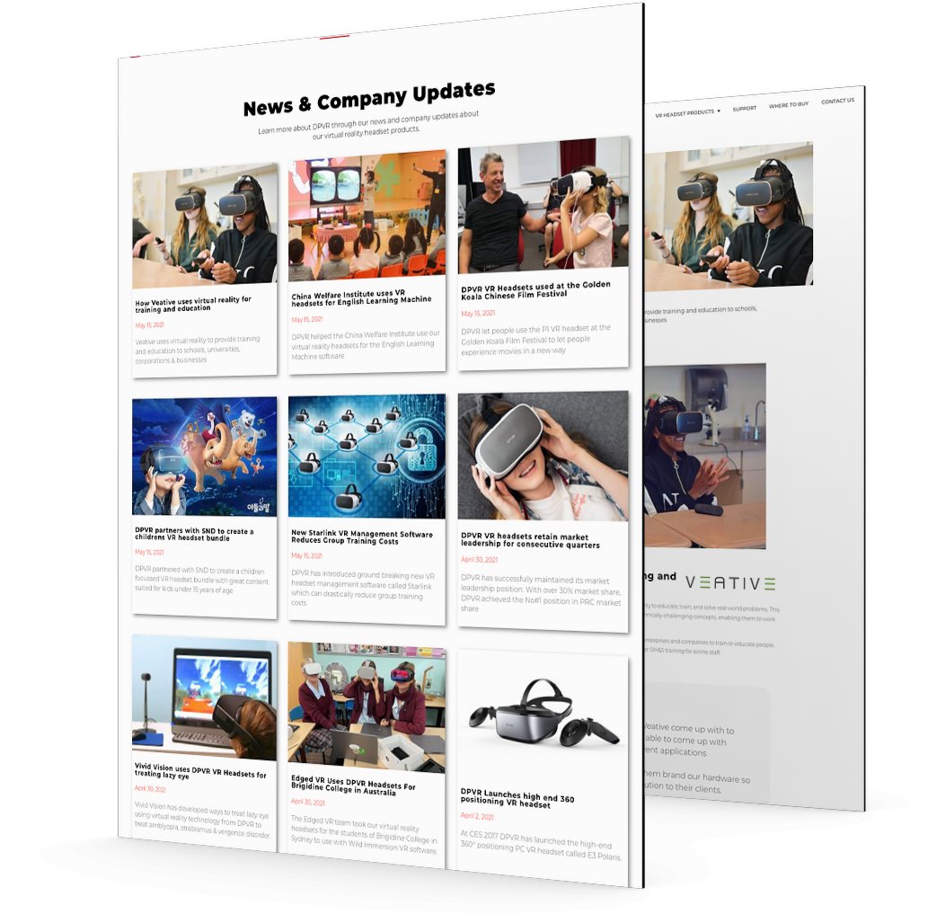 Case Study: DPVR VR brand's website & SEO photo DPVR consumer electronics brand website design news story content & SEO by Paul D'Ambra marketing consultant