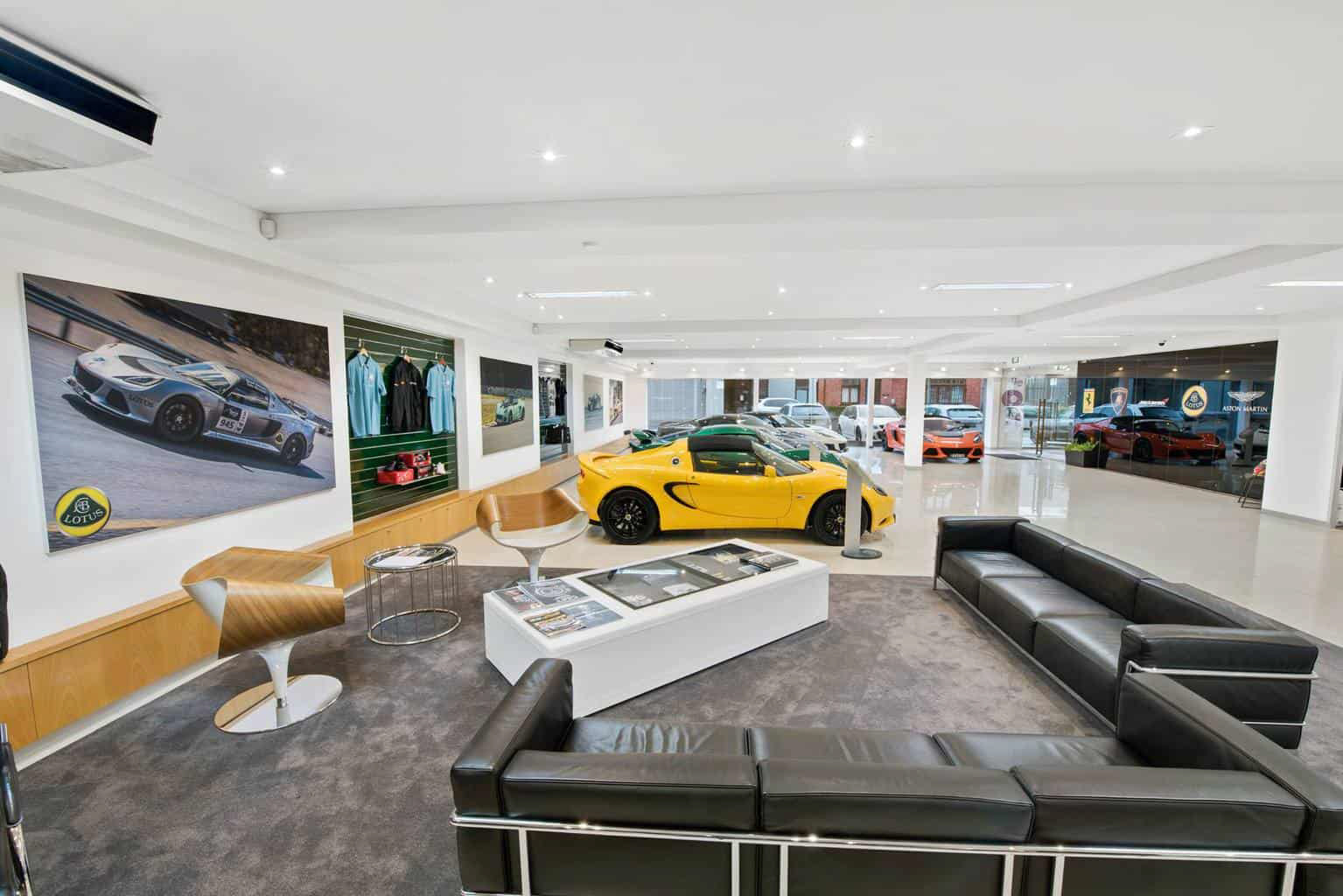 Case Study: Lotus Cars automotive digital marketing photo Lotus Cars dealership using Paul D'Ambra's photography on their walls