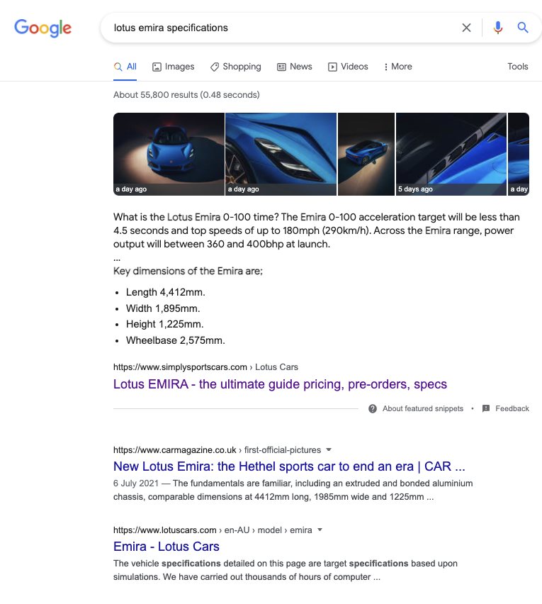 Case Study: Lotus Cars automotive digital marketing photo Sydney Lotus Cars dealer website top Google ranking position for a vehicle