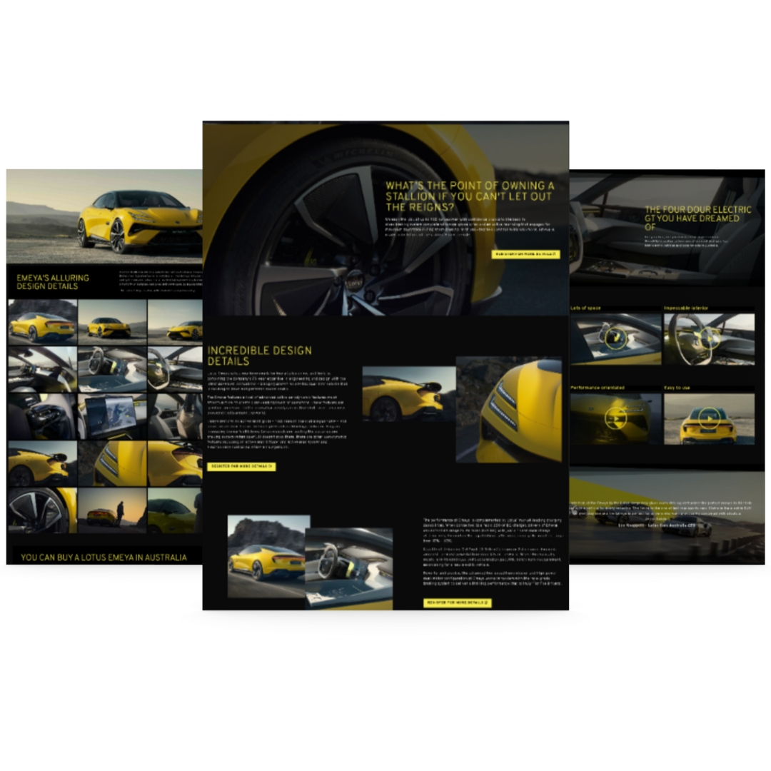 Case Study: Lotus Cars automotive digital marketing photo Website design and content creation for a car dealership in Australia to launch a new model