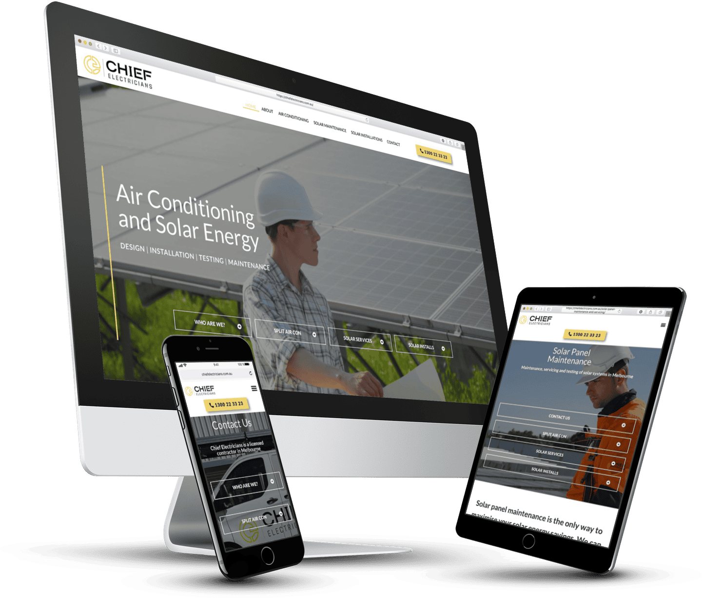 Case Study: Electrician website seo growth that wasn't sustained photo Electrician website with SEO case study multi device mock up