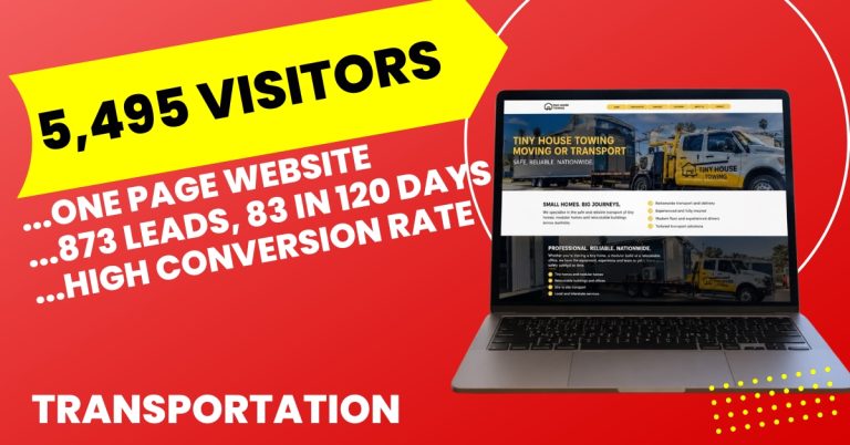 Tiny house transport SEO case study a one page website